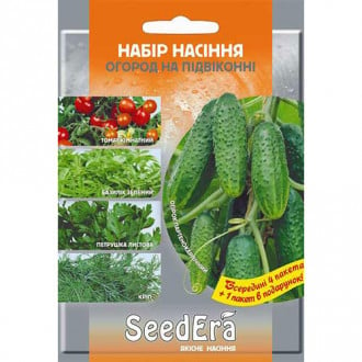 Набор семян Огород на подоконнике из 5 упаковок, смесь сортов Seedera рисунок 6