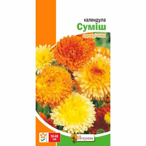 Календула високоросла, суміш забарвлень Яскрава зображення 1 артикул 72222