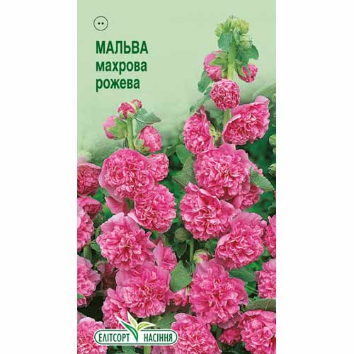 Мальва махровая розовая Элитсорт артикул фото 1 Мальва махровая розовая Элитсорт рисунок 1 артикул 85953