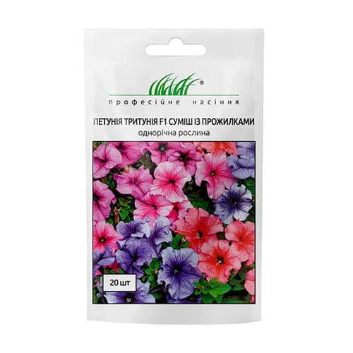 Петунія Тритунія F1, суміш забарвлень Професійне насіння зображення 1 артикул 77094